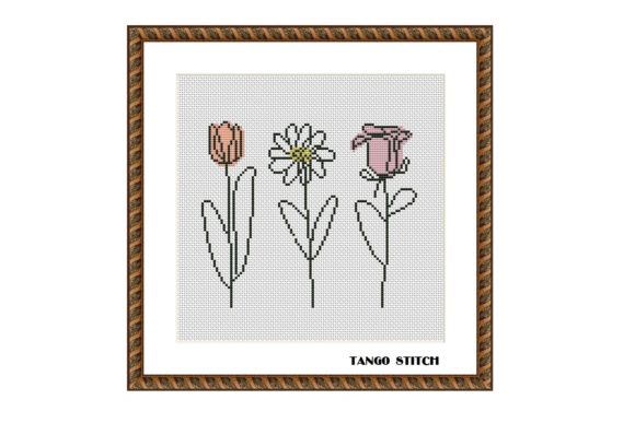 Abstract Flowers Cross Stitch Pattern