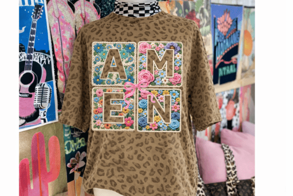 AMEN Floral Faux Rope Embroidery PNG