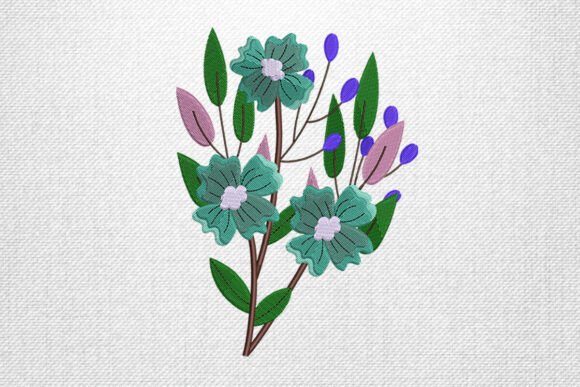 Blue Floral Branch: A Thoughtful Embroidery Design for Meaningful Gifts