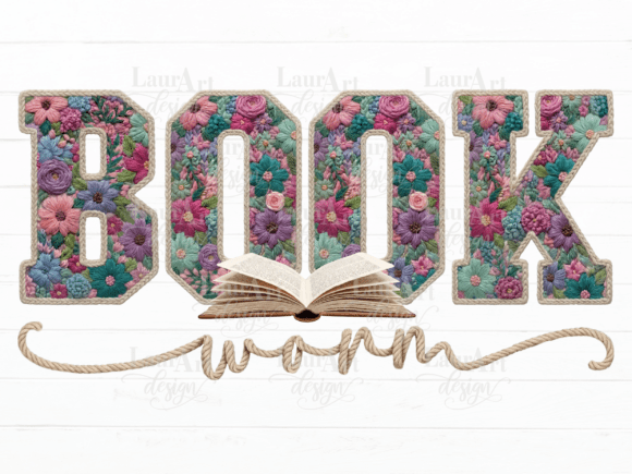 Book Worm Floral Book Embroidery PNG Review