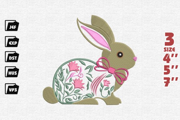 Floral Bunny Embroidery Design