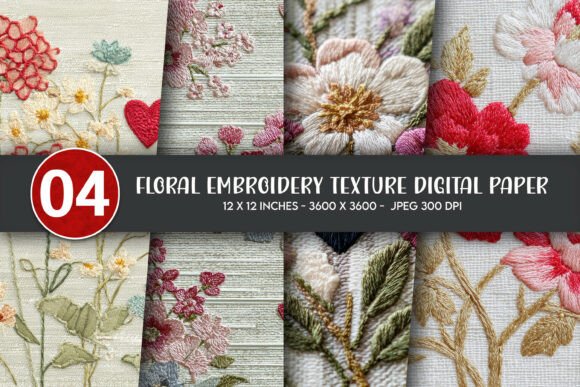 Floral Embroidery Texture Digital Paper