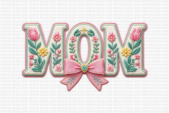 Floral Mom Embroidery PNG