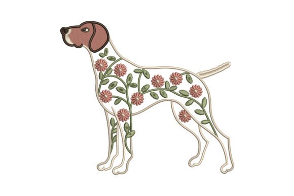 Floral Pointer Dog Embroidery