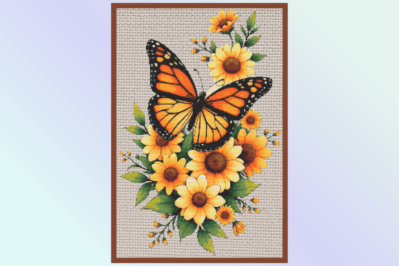 Monarch Butterfly Floral Cross Stitch Pa