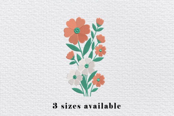 Orange White Floral Embroidery File