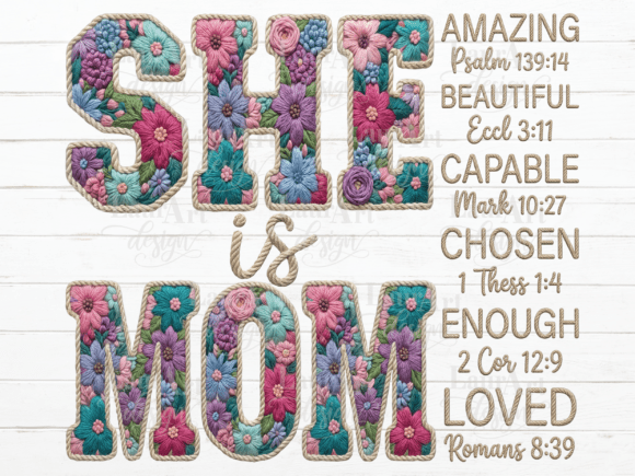SHE is MOM Floral Embroidery Mothers Day